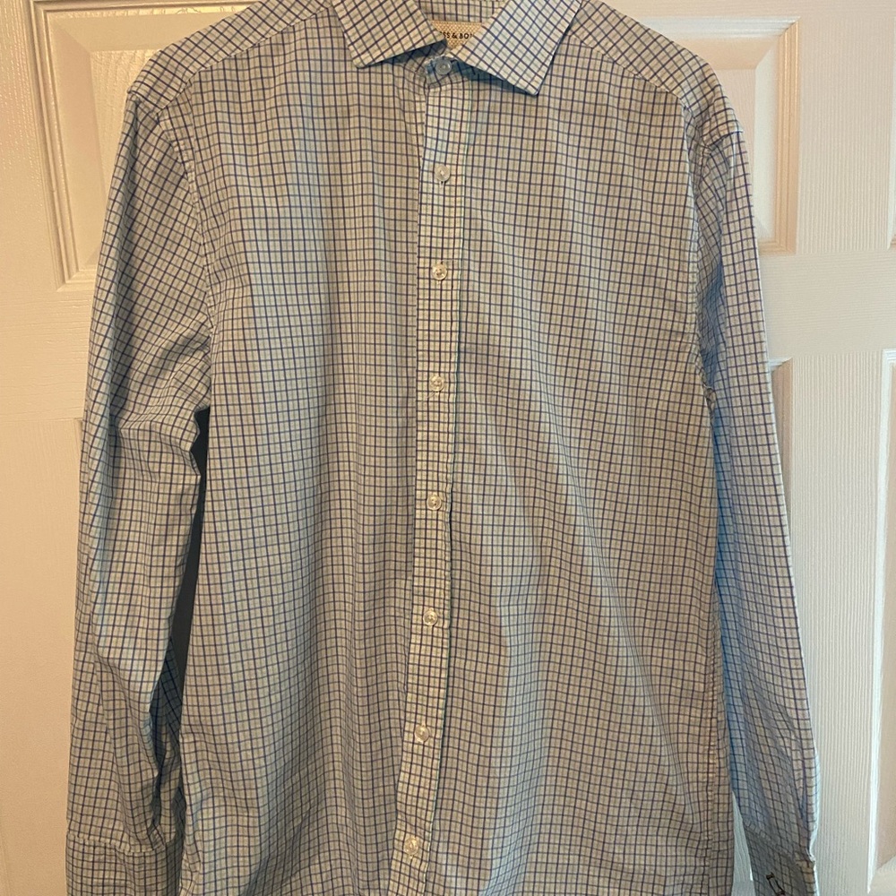 Men's Holderness and Bourne Blue and Green Checkered Shirt